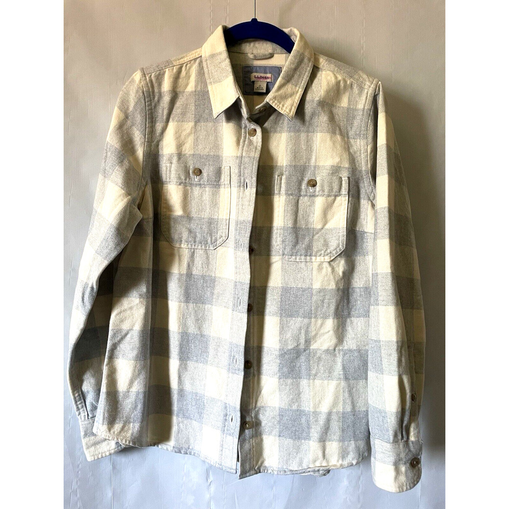 LL Bean Shirt Women's S Light Plaid Flannel Button Up Casual 100% cotton